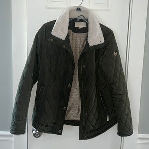 Michael Kors Faux Fur Trim Quilted Jacket